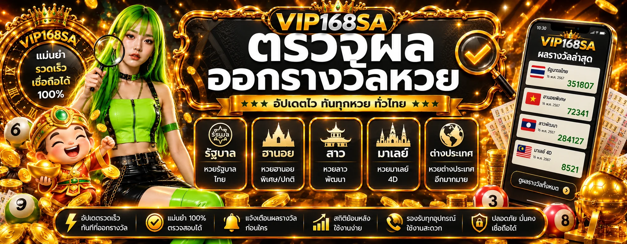VIP168SA ผลหวยและวิธีตรวจรางวัล