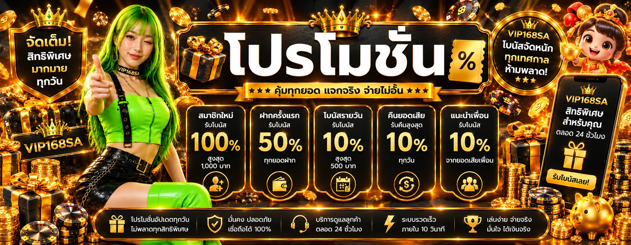 VIP168SA โปรโมชั่นและเงื่อนไขโบนัสล่าสุด